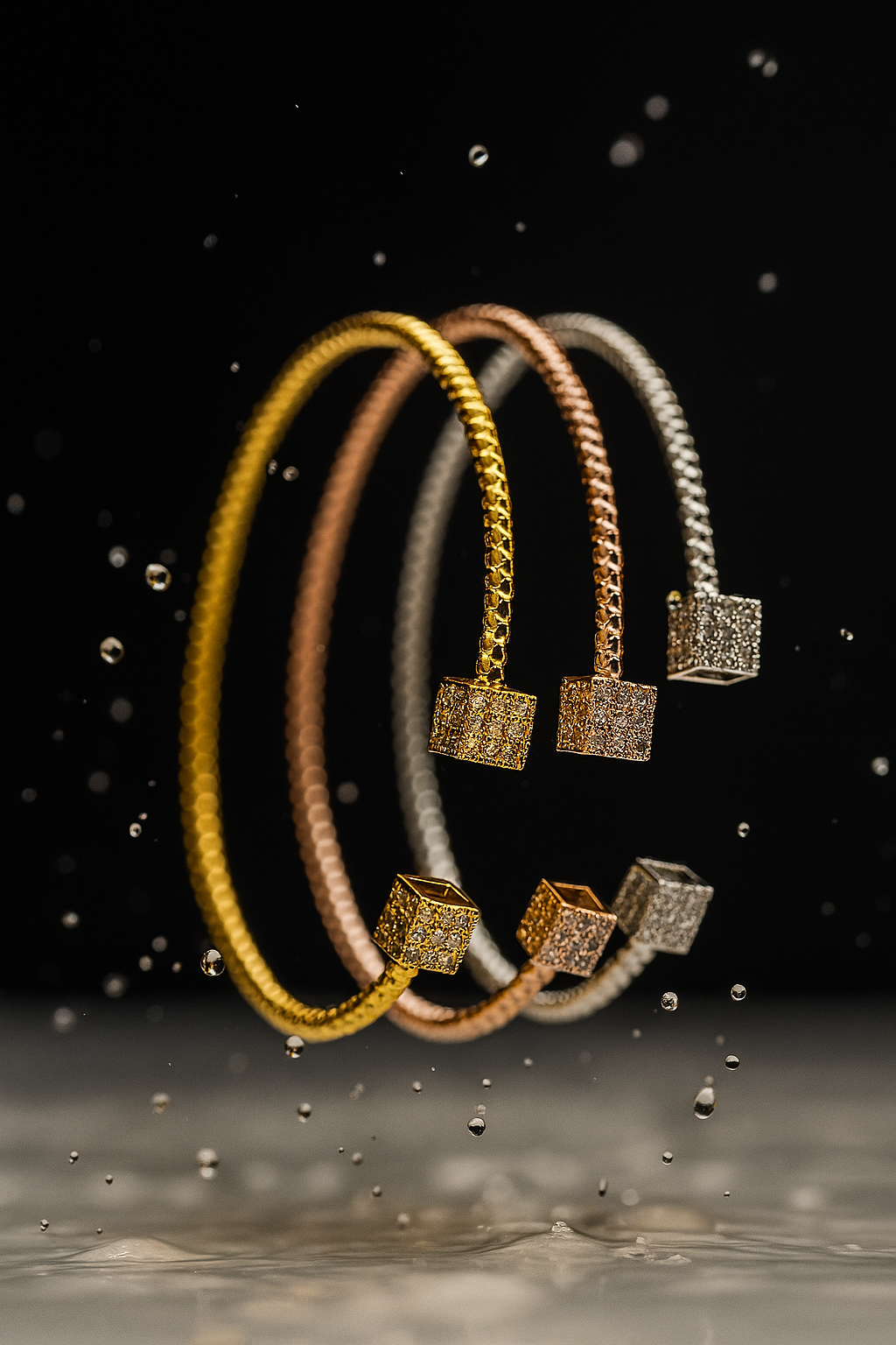 Crystal Rose Gold Cuff Bracelet – 18K Gold-Plated Open Bangle