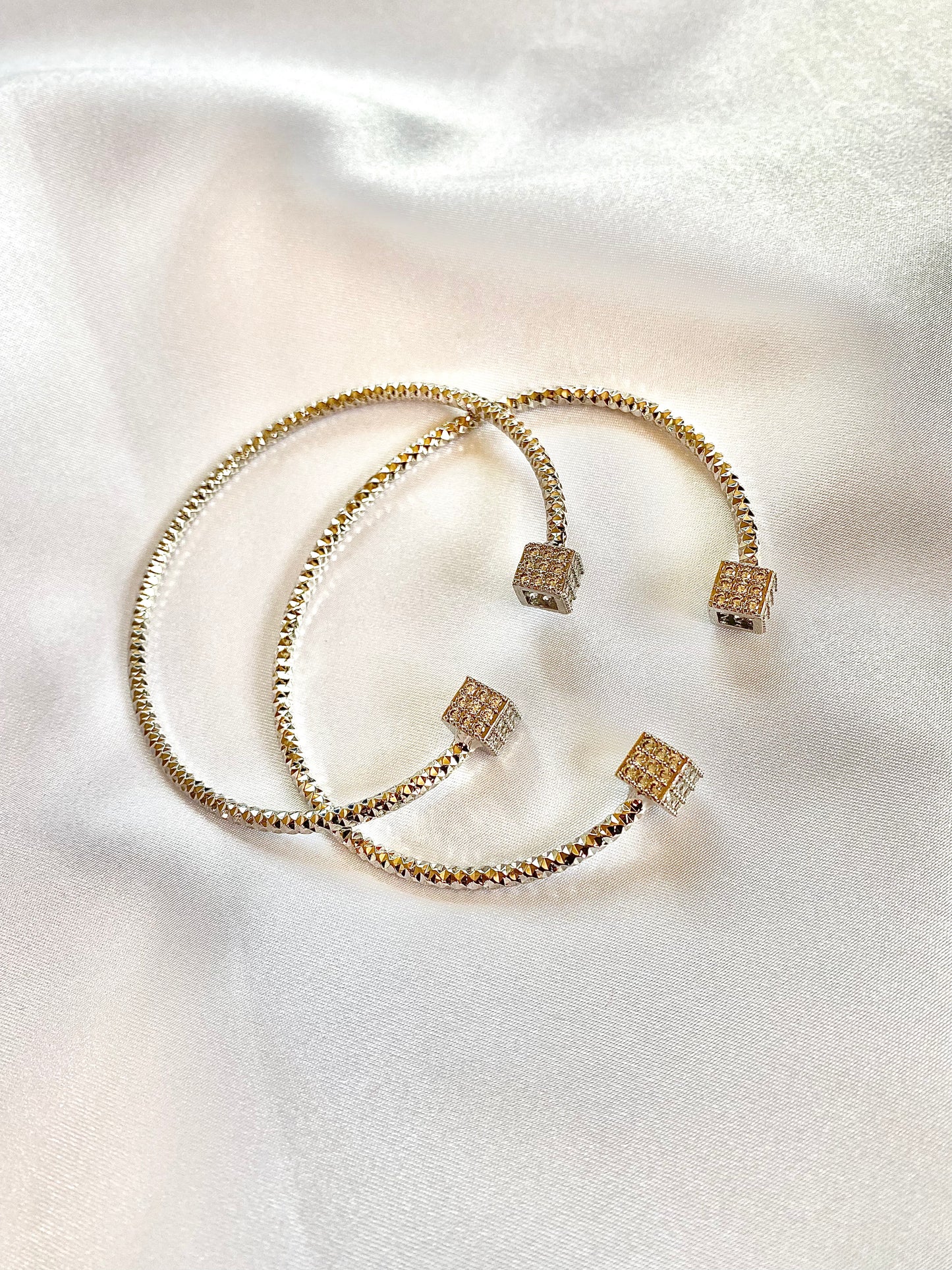 Crystal Silver Cuff Bracelet – Open Bangle