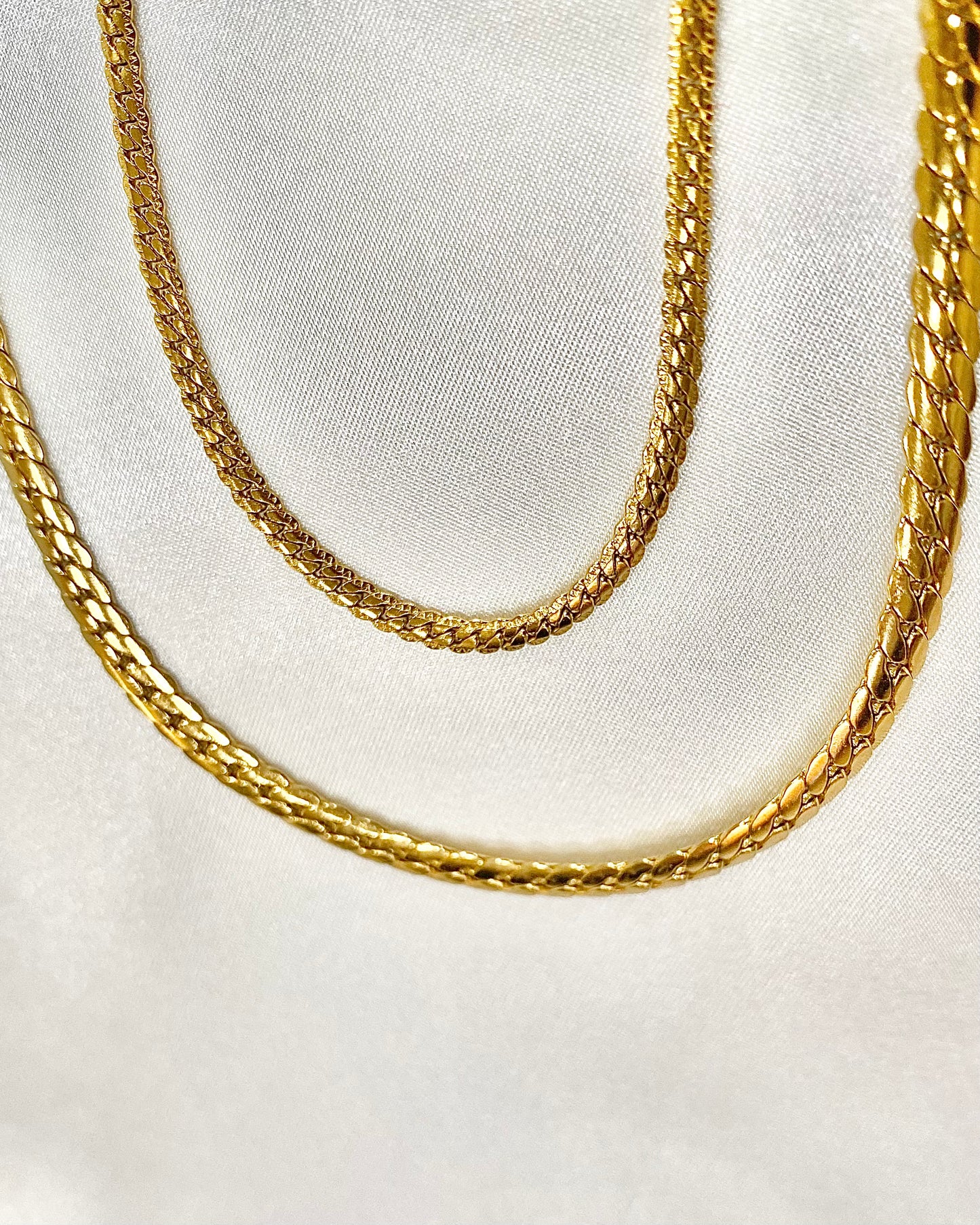 Flat Cuban Link Chain – Gold Necklace (3mm, 5mm)18K Gold-Plated Stainless Steel
