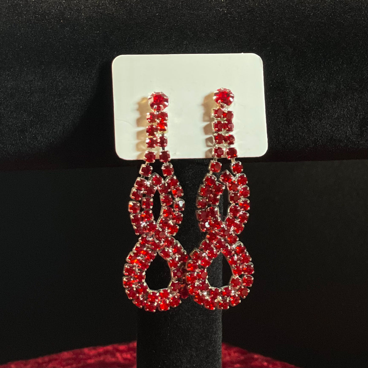 Crimson Infinity Crystal Earrings