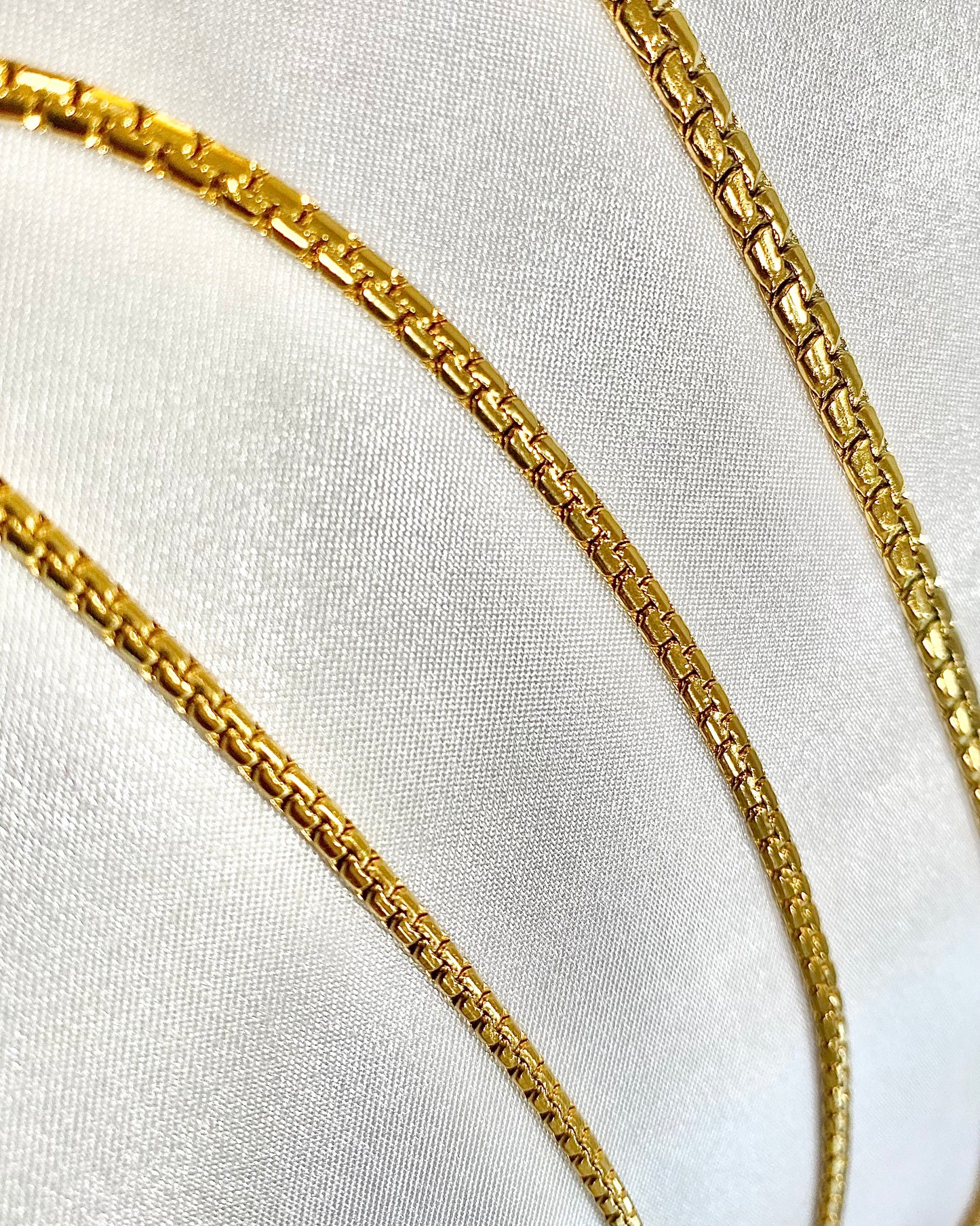 Chelsea Flat Box Chain – Gold Necklace (2mm, 3mm, 4mm)