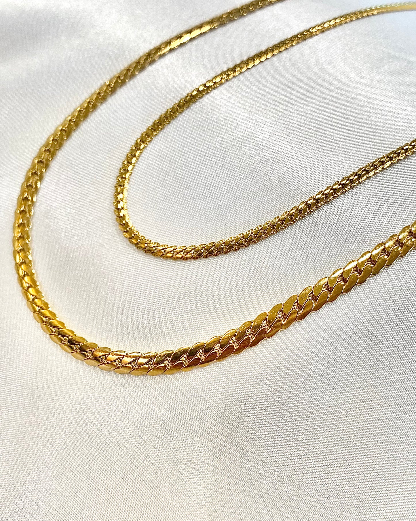 Flat Cuban Link Chain – Gold Necklace (3mm, 5mm)18K Gold-Plated Stainless Steel