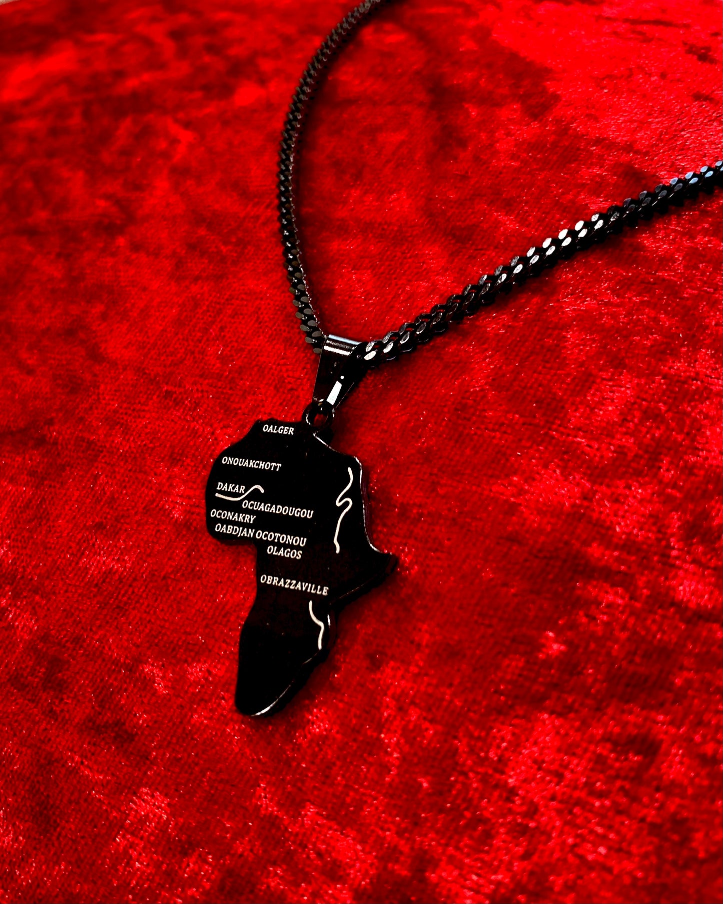 Dako - Black Africa Map Pendant Necklace
