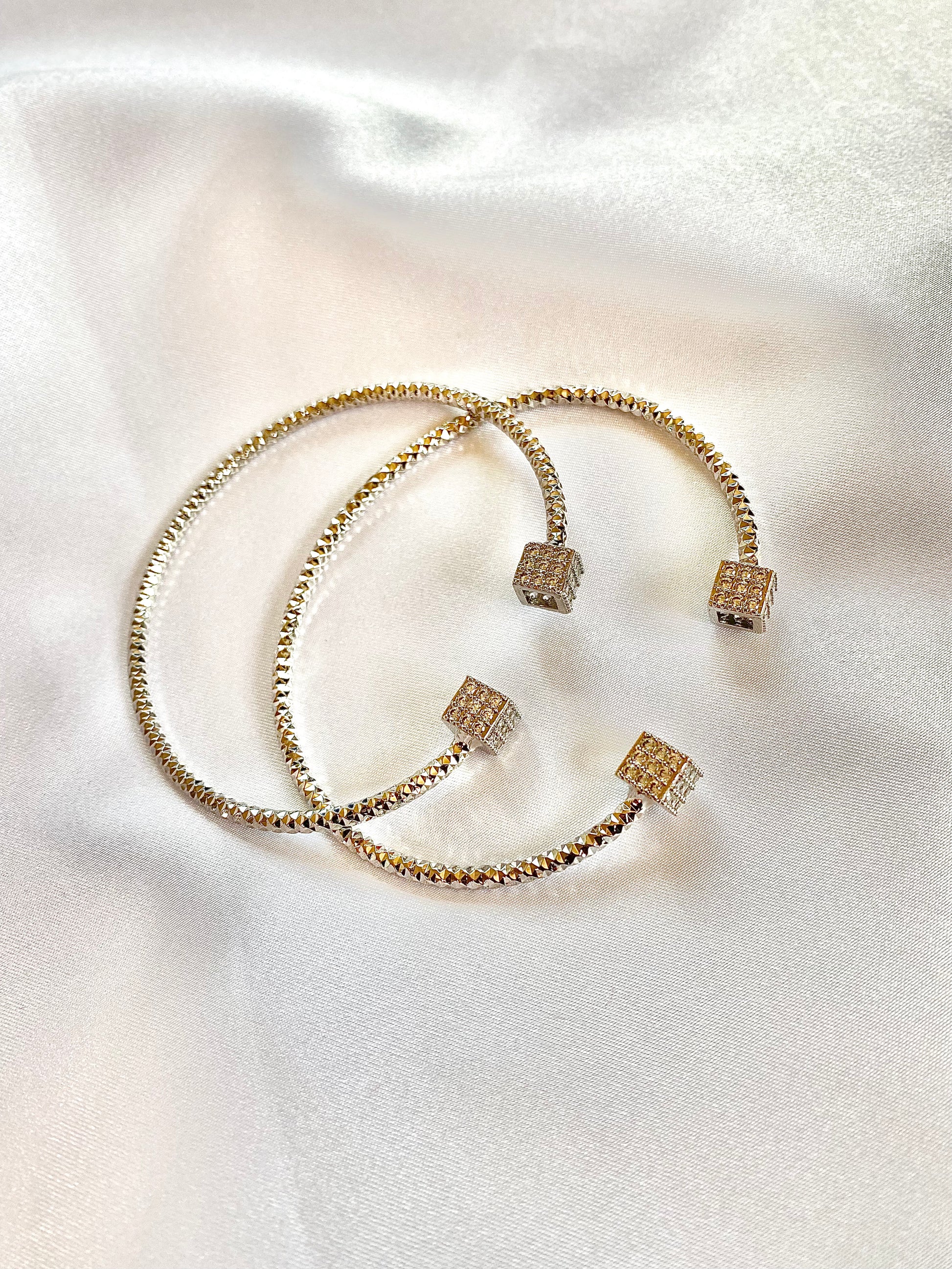 Crystal Silver Cuff Bracelet – Open Bangle