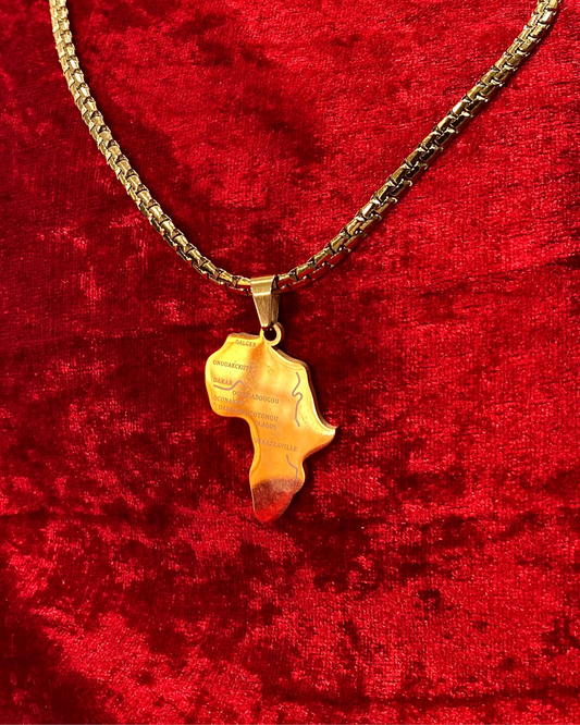 Dako - Gold Africa Map Pendant Necklace  Gold-plated stainless steel 