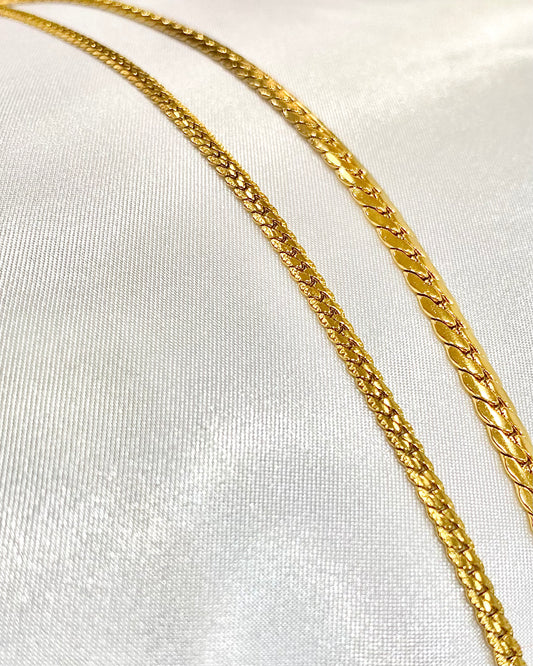 Flat Cuban Link Chain – Gold Necklace (3mm, 5mm)18K Gold-Plated Stainless Steel