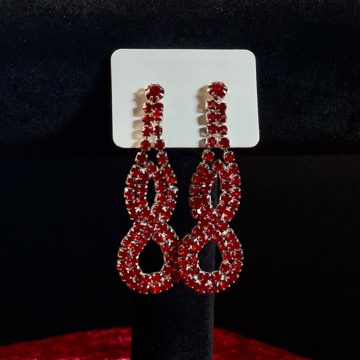 Crimson Infinity Crystal Earrings