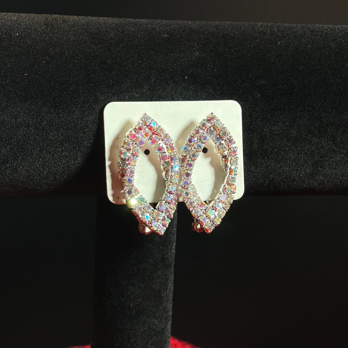 Diamond Marquise Crystal Clip on Earrings