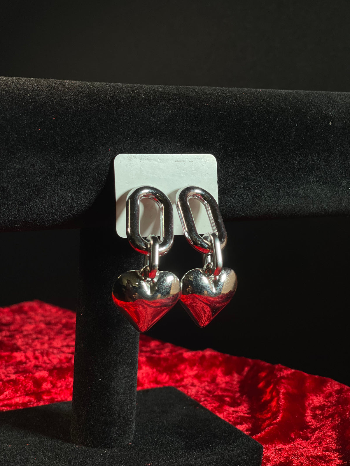 Amour Silver Heart Link Earrings