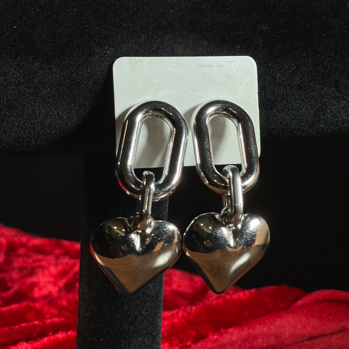 Amour Silver Heart Link Earrings