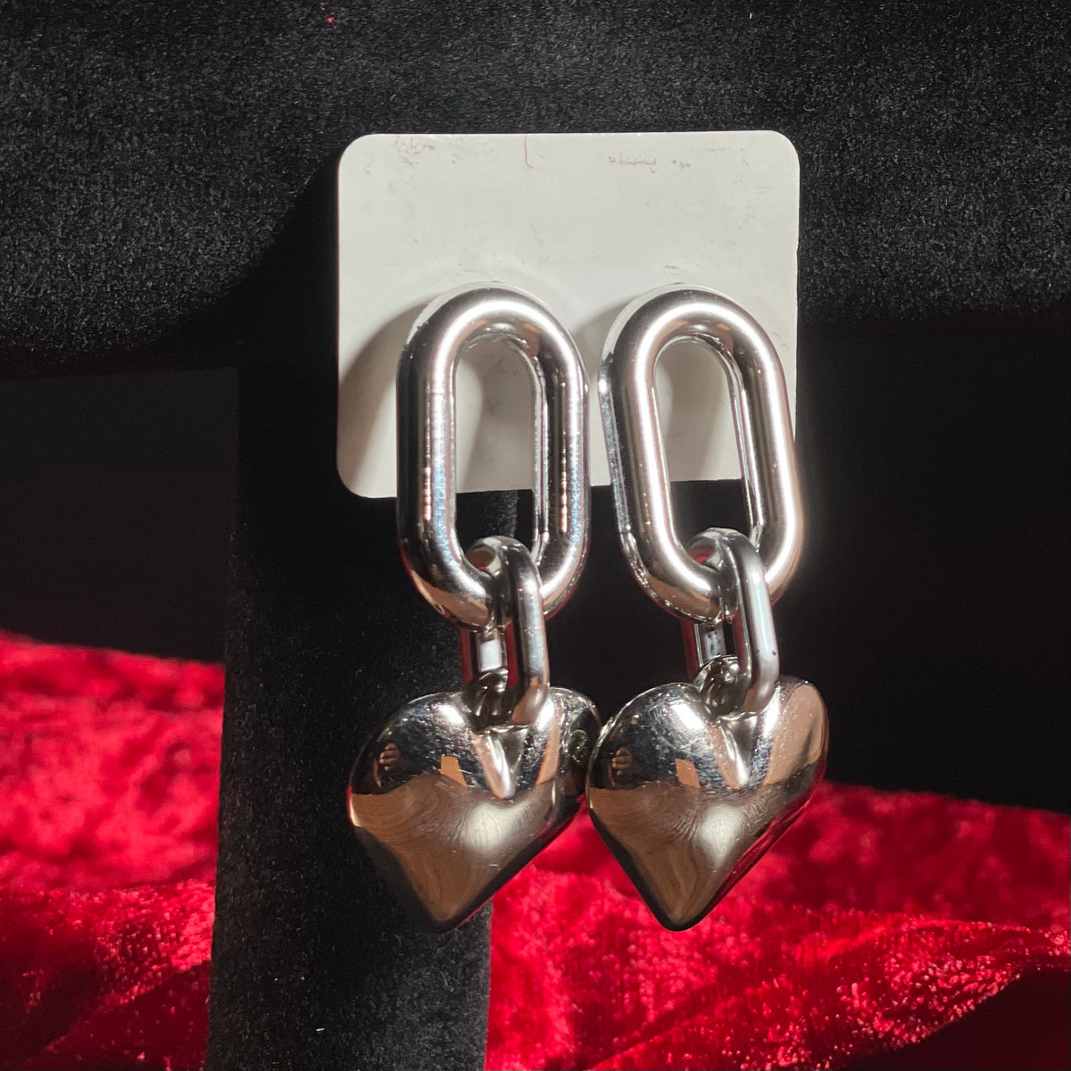 Amour Silver Heart Link Earrings