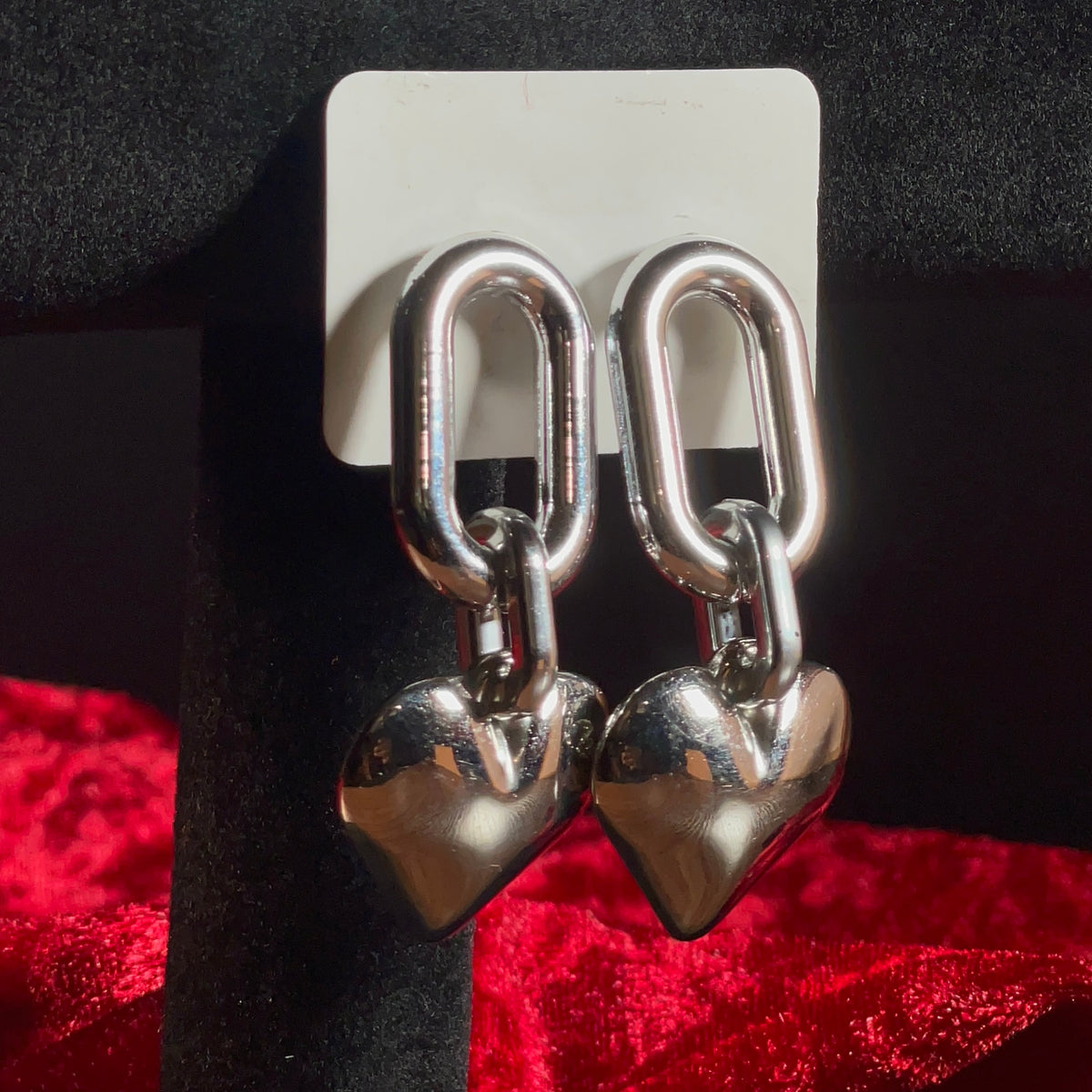 Amour Silver Heart Link Earrings