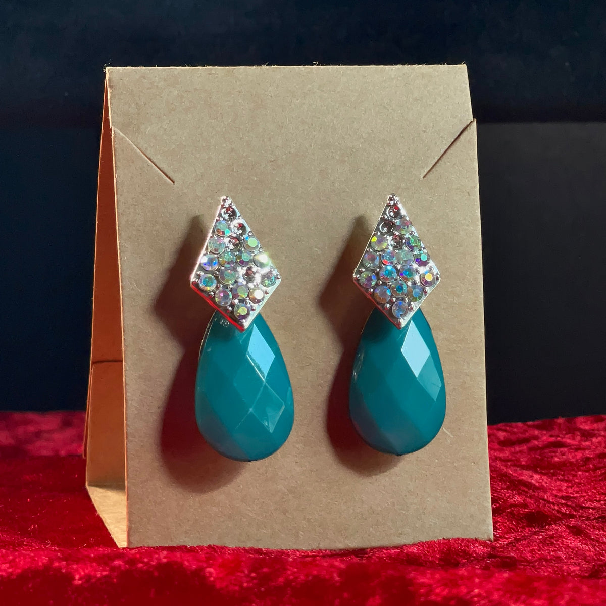 Emerald Teardrop Crystal Earrings