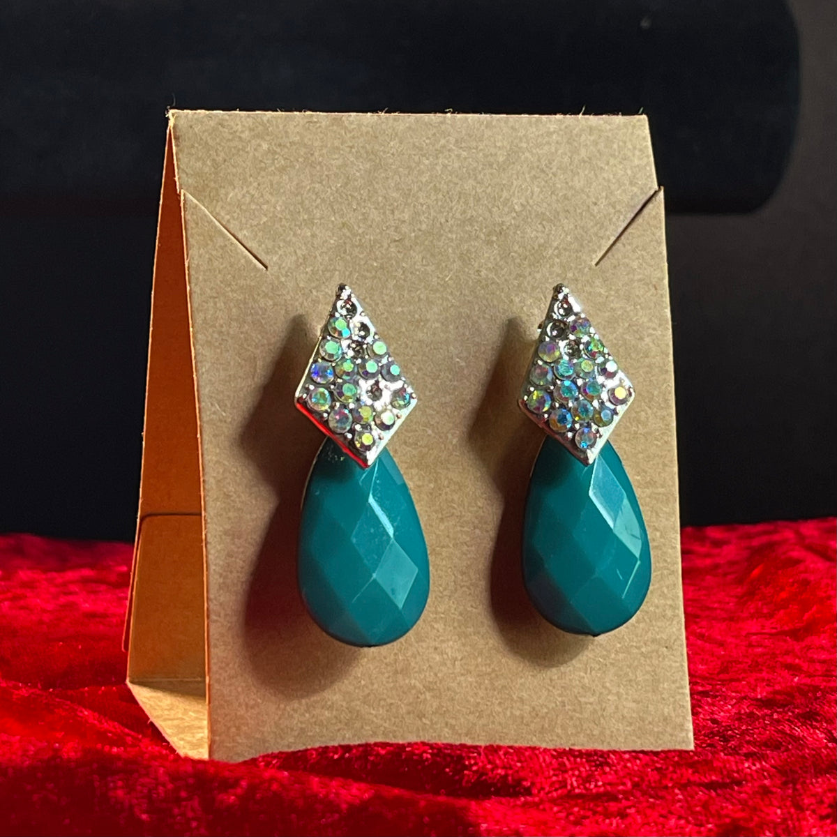 Emerald Teardrop Crystal Earrings