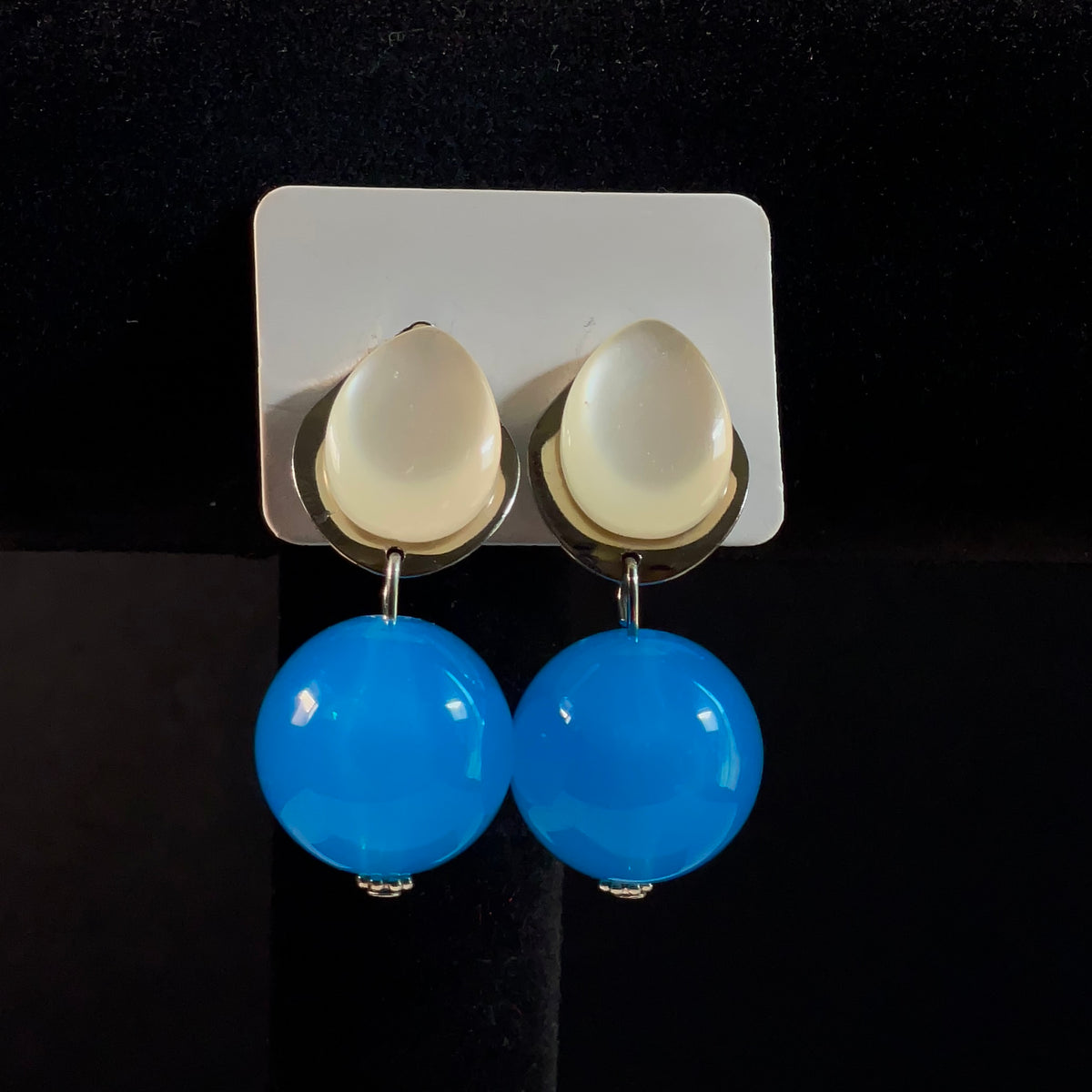 Cobalt Pearl Drop Earrings - Blue