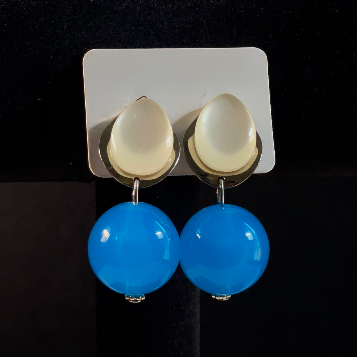 Cobalt Pearl Drop Earrings - Blue