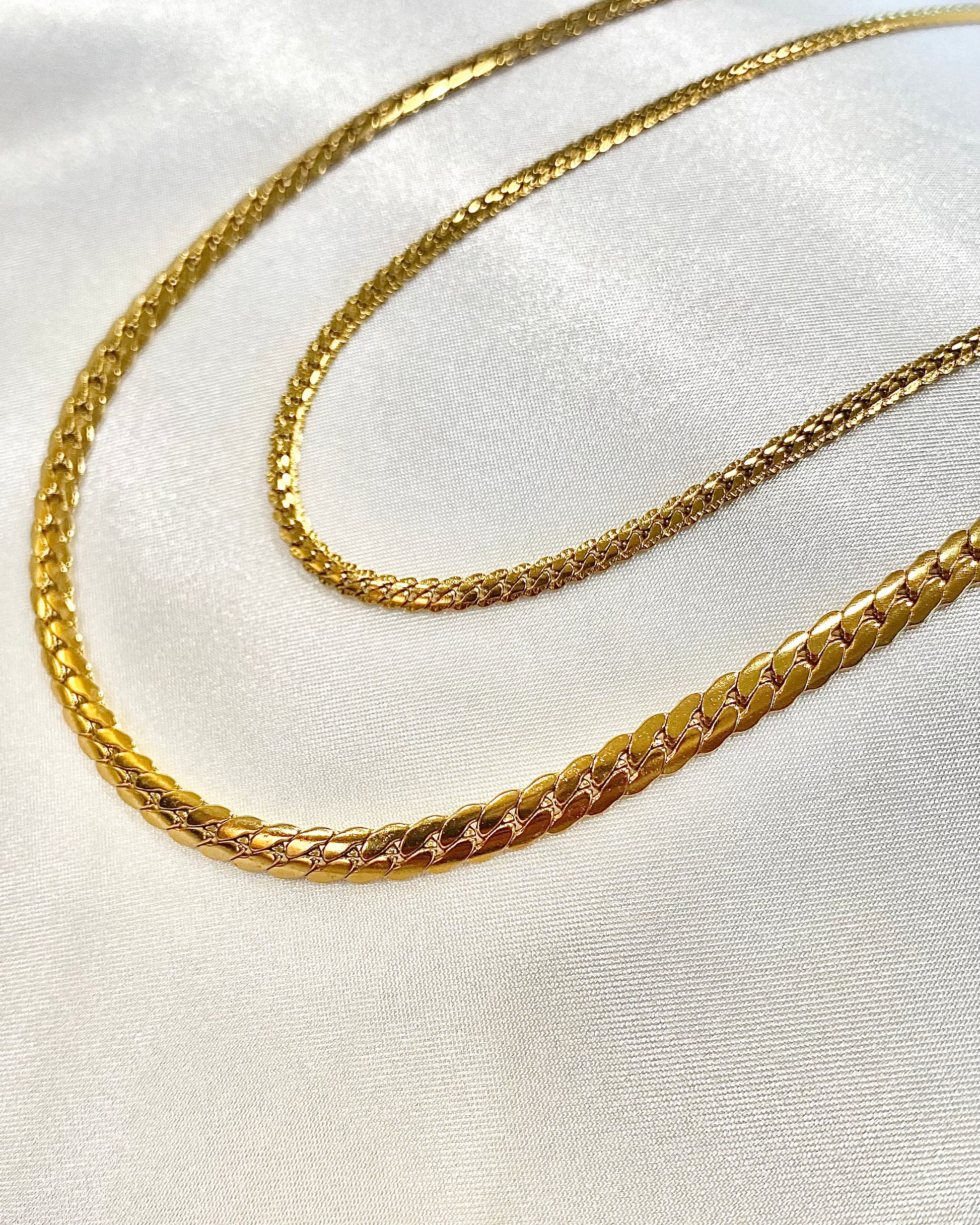 Flat Cuban Link Chain – Gold Necklace (3mm, 5mm)18K Gold-Plated Stainless Steel