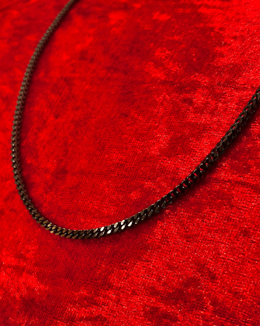 Twin Curb Cuban Link Chain - 3mm Black Necklace | 23inches  Stainless Steel 