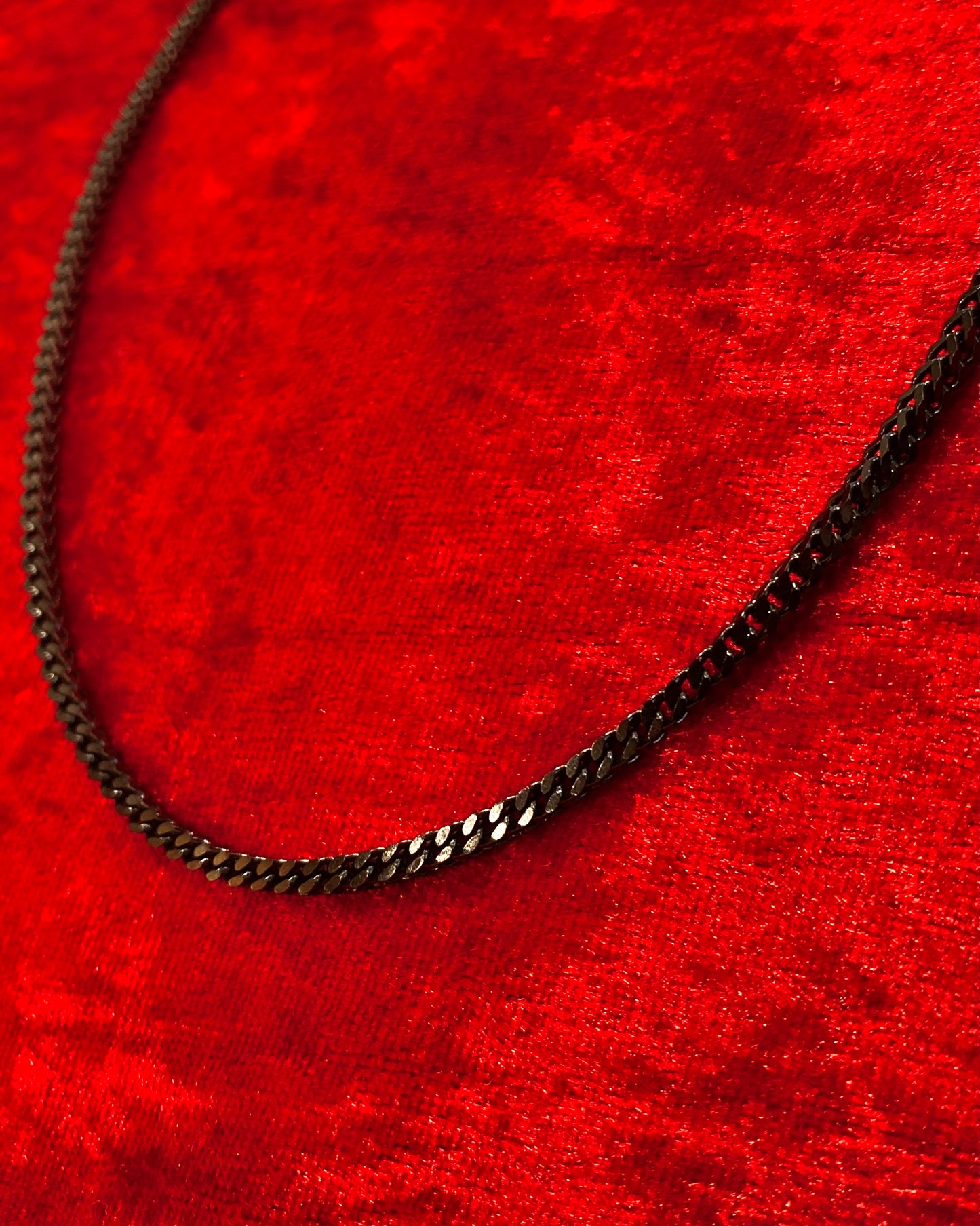 Twin Curb Cuban Link Chain - 3mm Black Necklace | 23inches  Stainless Steel 