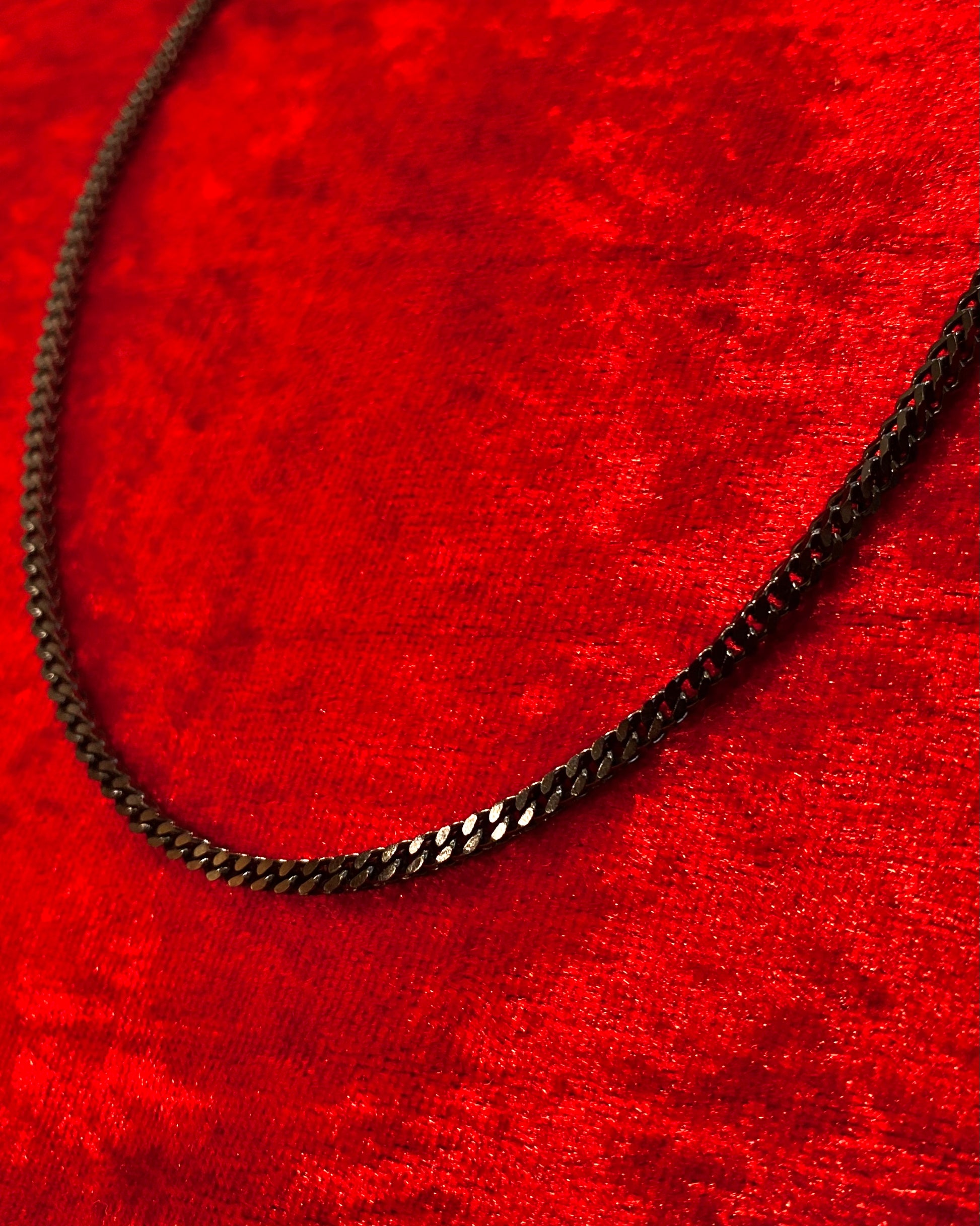 Twin Curb Cuban Link Chain - 3mm Black Necklace | 23inches  Stainless Steel 
