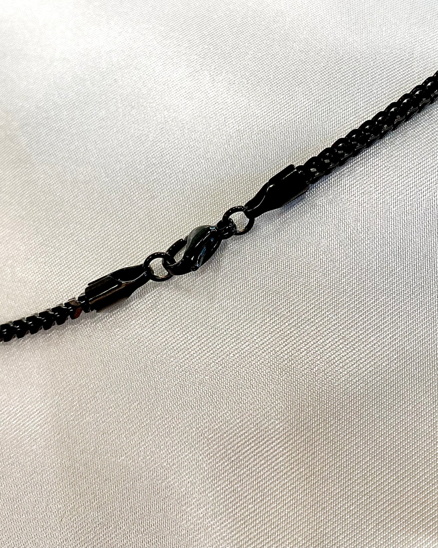 Twin Curb Cuban Link Chain - 3mm Black Necklace | 23inches  Stainless Steel 