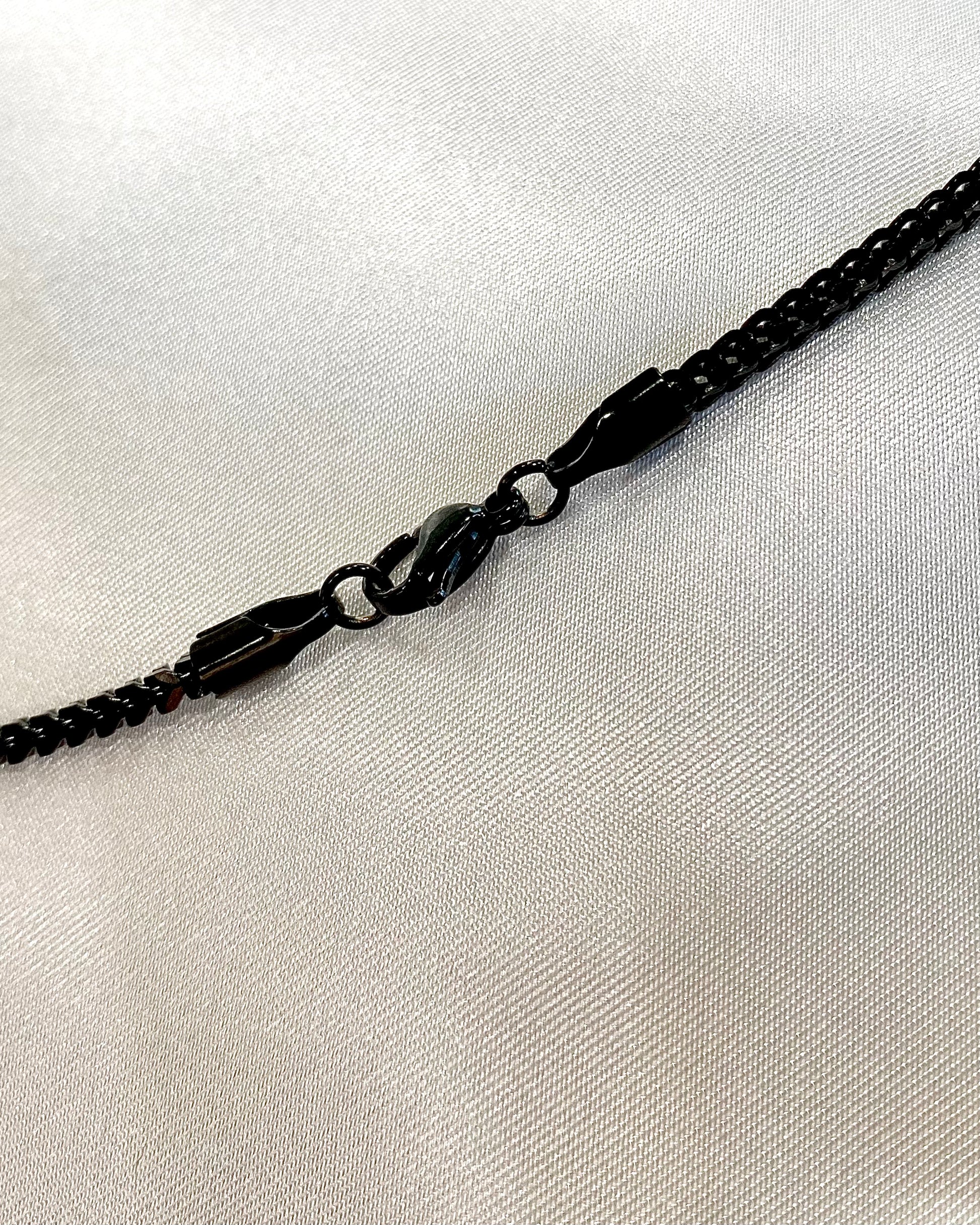 Twin Curb Cuban Link Chain - 3mm Black Necklace | 23inches  Stainless Steel 