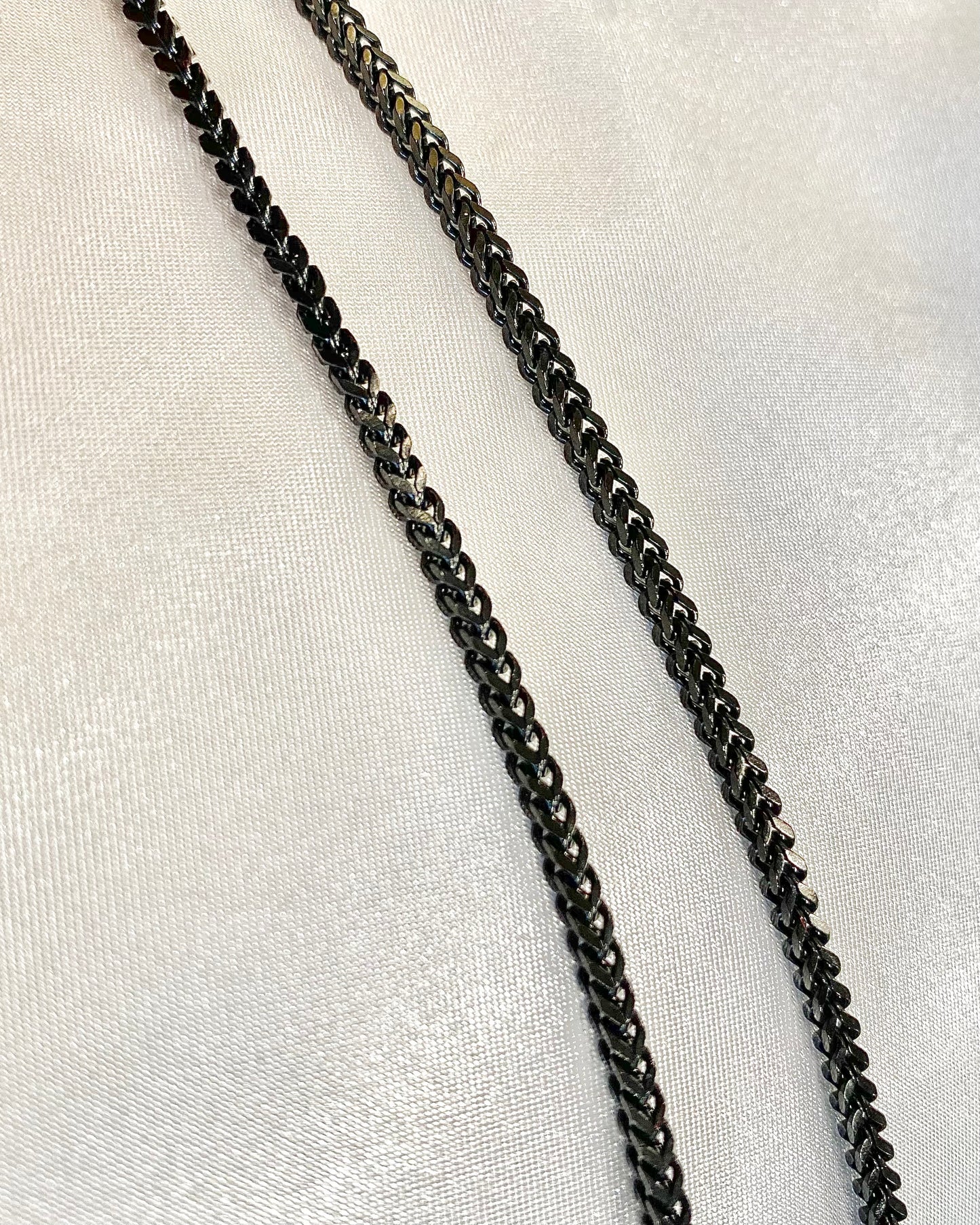 Twin Curb Cuban Link Chain - 3mm Black Necklace | 23inches  Stainless Steel 