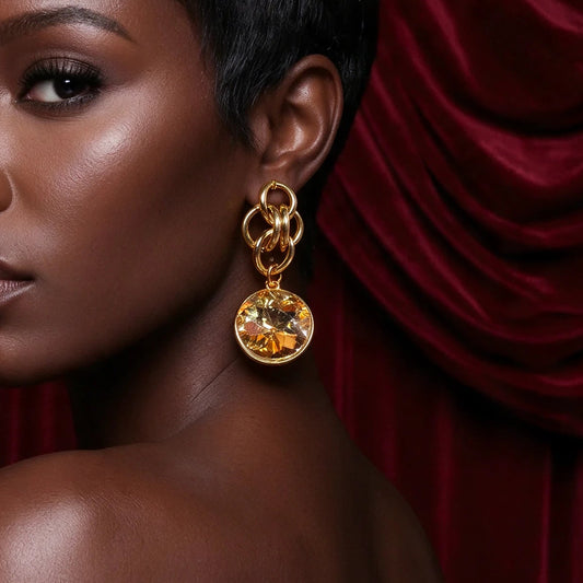 Amber Gold Earrings