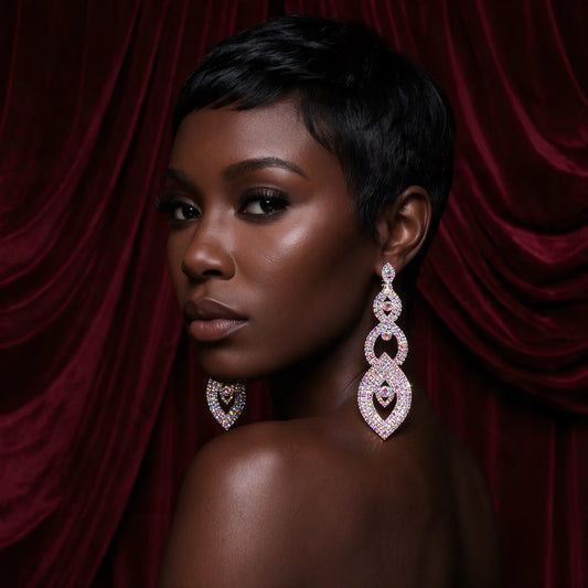 Rosette Tiered Crystal Earrings