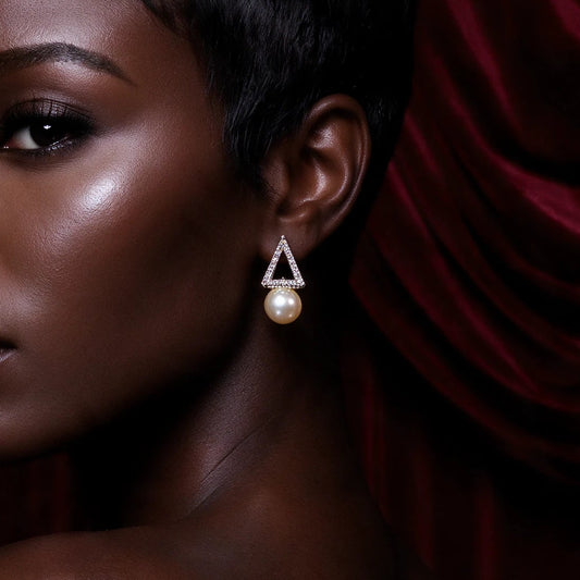 Pearl Triangle Drop Earrings