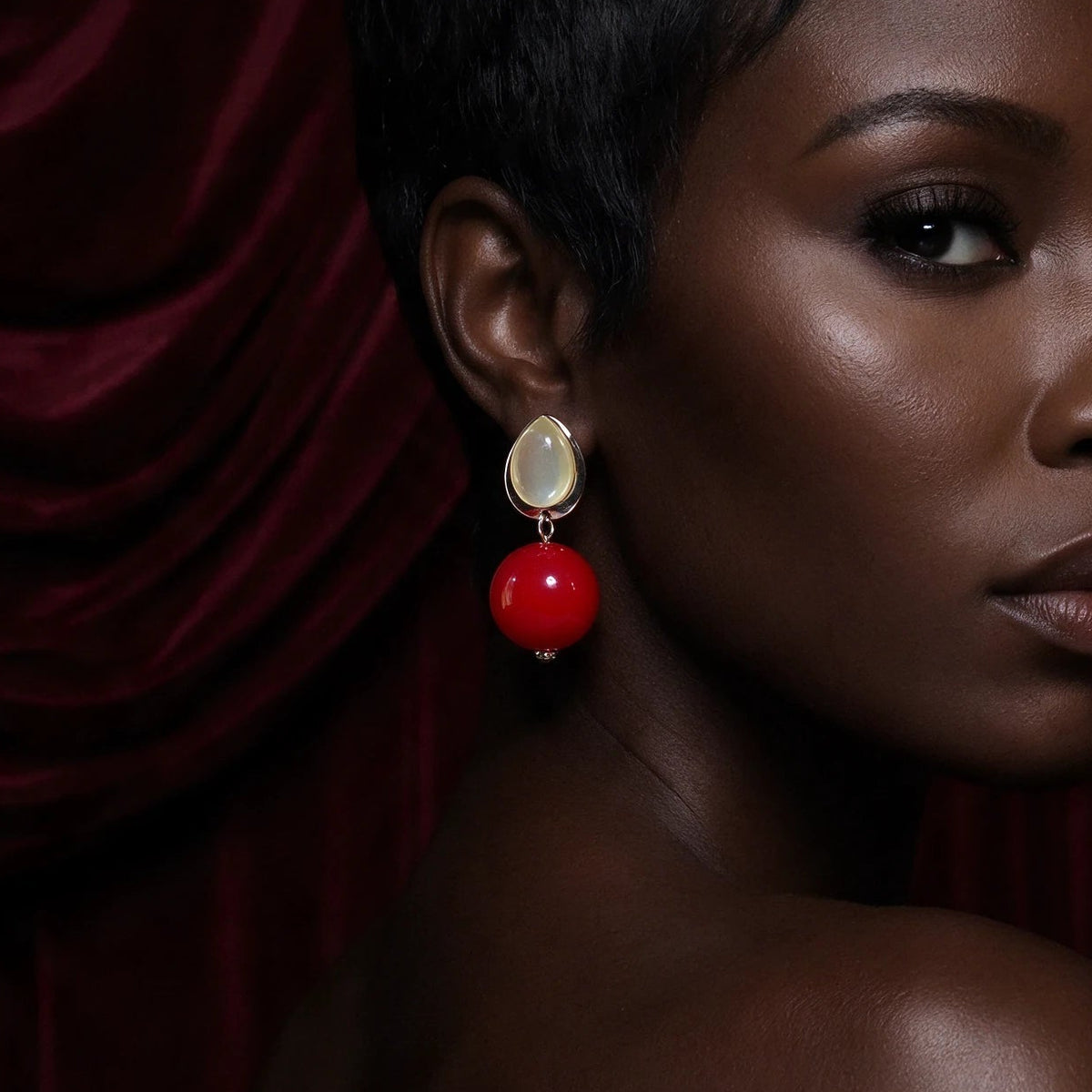 Scarlet Pearl Drop Earrings