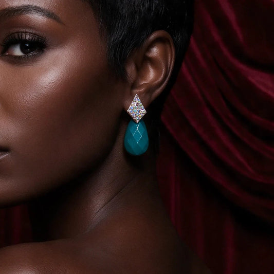 Emerald Teardrop Crystal Earrings