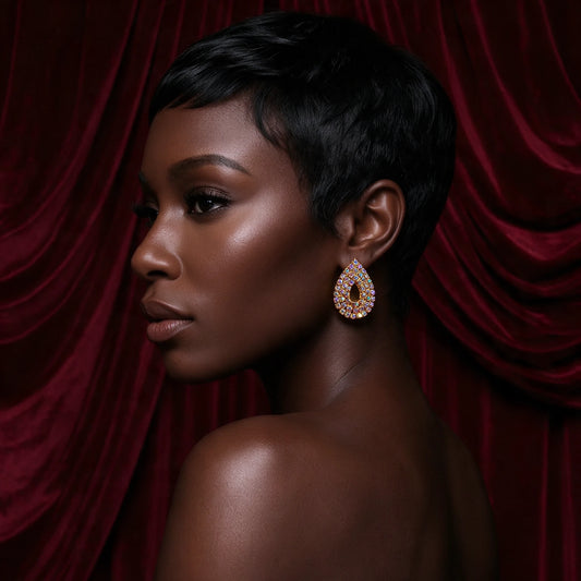Aurra Gold Iridescent Clip on Earrings